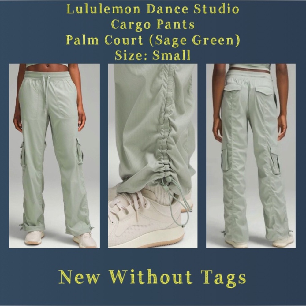Lululemon NWOT Dance Studio Cargo Pants Palm Court Sage Green Small 4 6